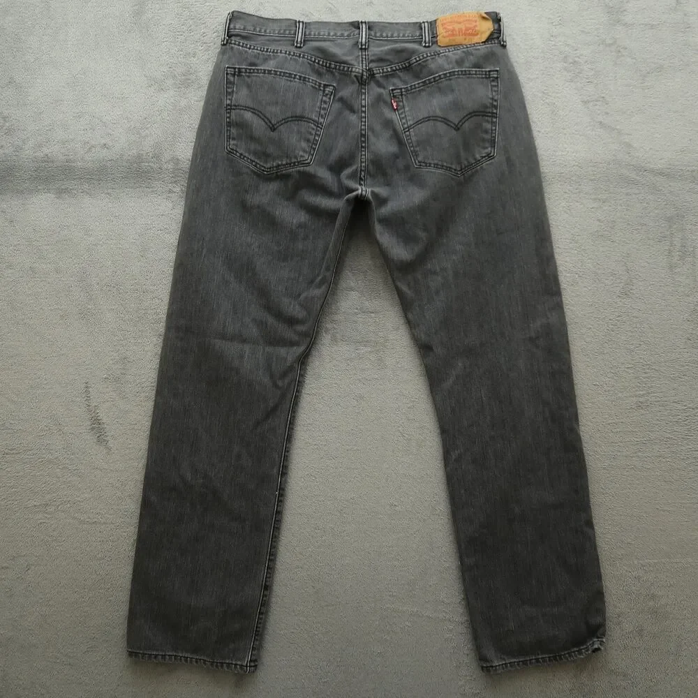 Levi's 501 Jeans Mens Size 38x34 Gray Original Fit Button Fly Straight Denim